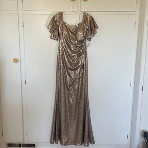 Calvin Klein gold sequin gown size 8